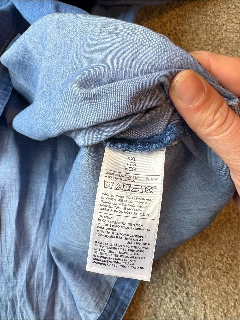 Old Navy Blue Long-Sleeve Denim Shirt Dress XXL Chambray - Picture 5 of 5